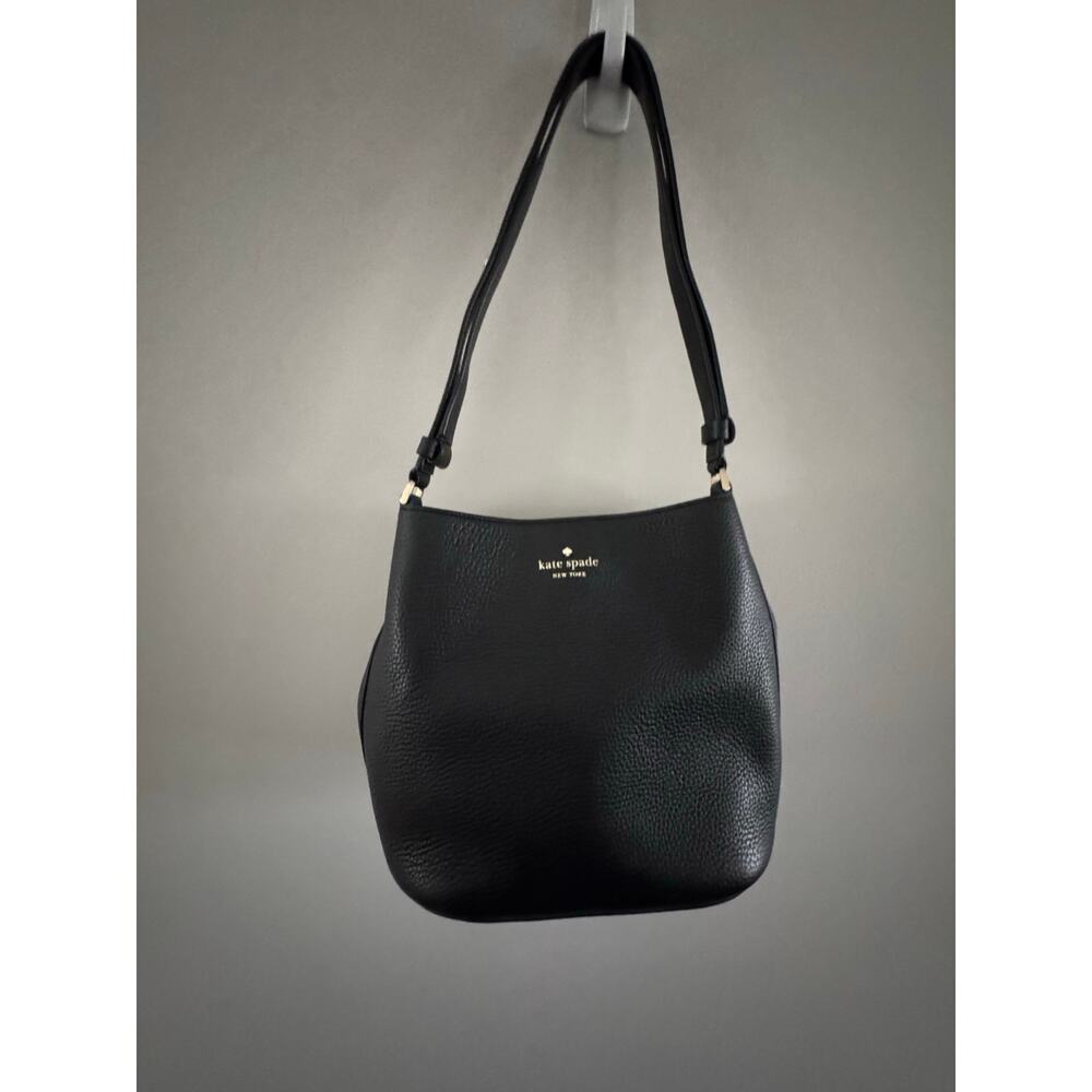 Kate Spade New York Black Pebbled Leather Shoulder Bag Hobo Purse